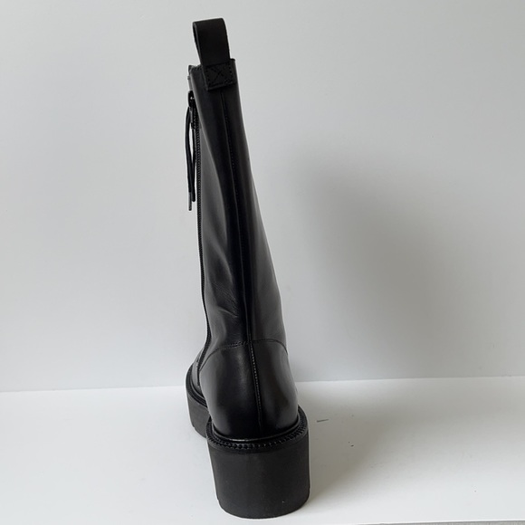 ASOS DESIGN Alpha Premium Leather Lace-Up Boots Black Size 9 | Chunky Platform - Picture 8 of 10